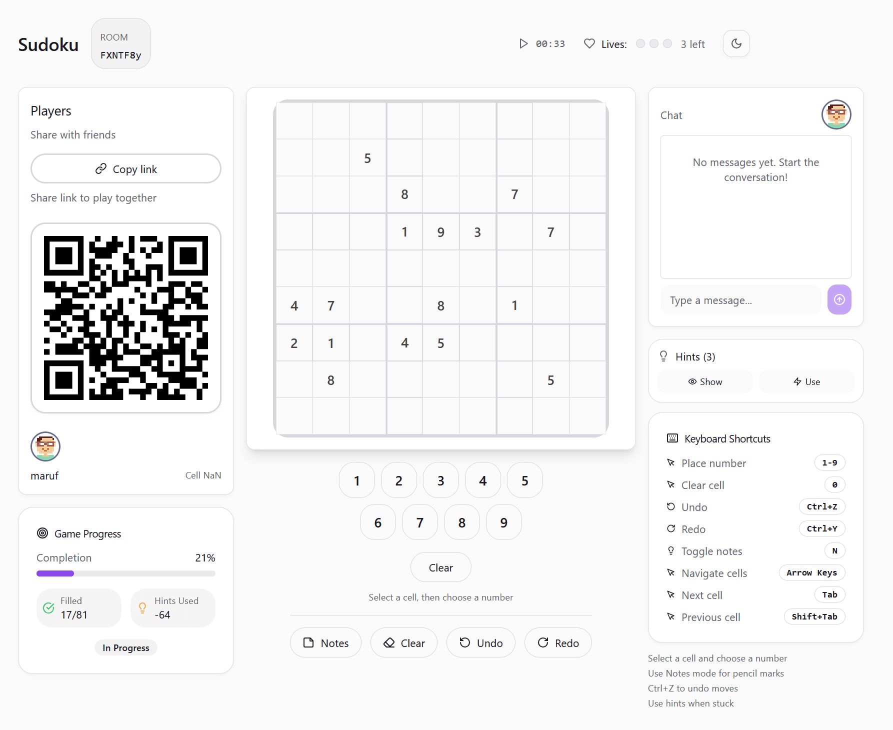 ThinkFast Sudoku gameplay screenshot
